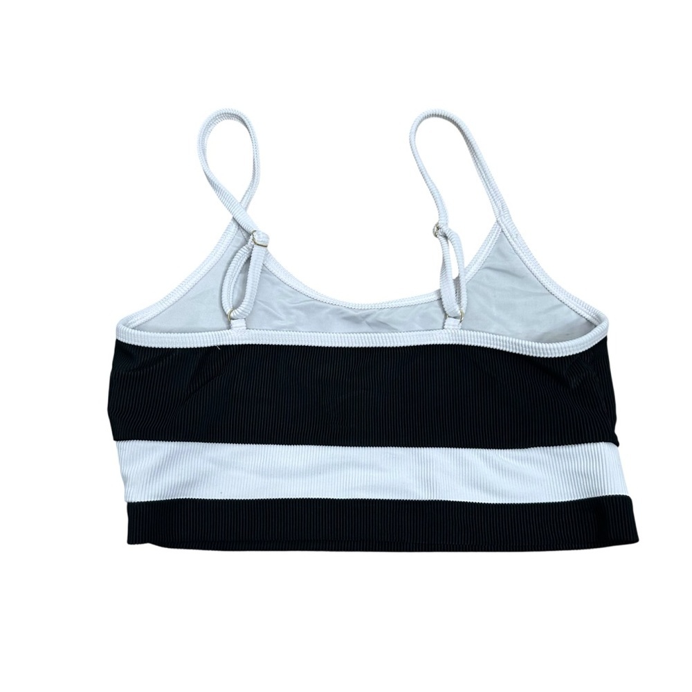 Beach Riot Eva Colorblock Scoop Rib Bikini Top Black White Size Women’s Large - Picture 6 of 6